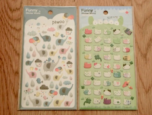 elephant and bunny stickers
