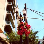 red lamp post